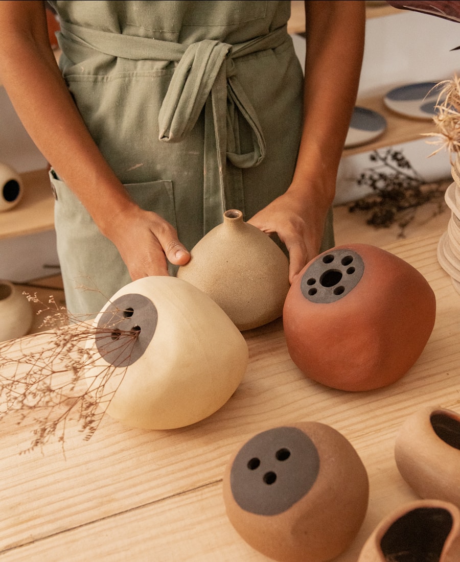 মাটির শোপিস জোড়া, handcrafted by নকশিকাজ — Nokshikaj