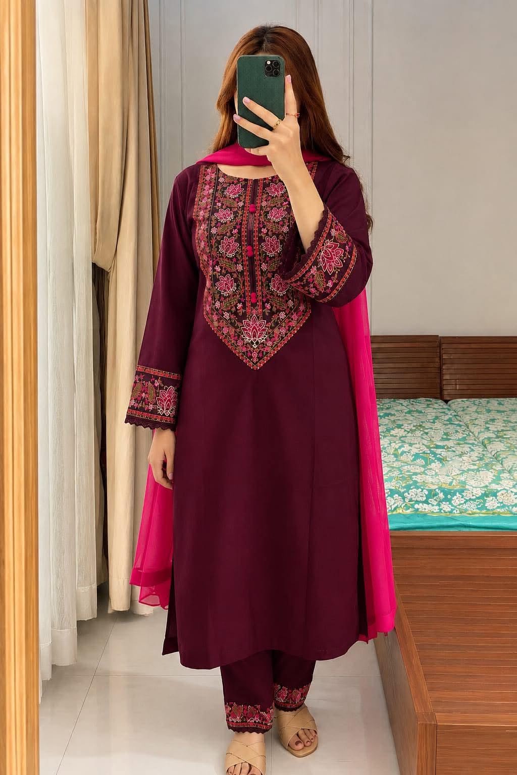 ✨ Best Dress Collection | Soft Cotton Embroidery ✨, handcrafted by অলকাবন - Alkaban — Nokshikaj; gallery view 2