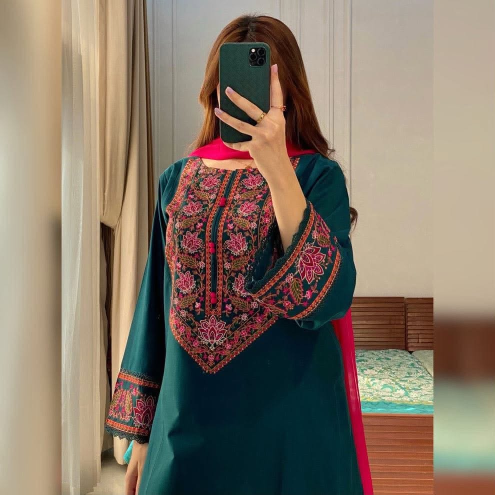✨ Best Dress Collection | Soft Cotton Embroidery ✨, handcrafted by অলকাবন - Alkaban — Nokshikaj; gallery view 3