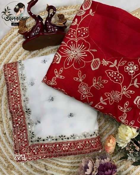 ✨🌸 Premium Georgette Saree Collection 🌸✨, handcrafted by অলকাবন - Alkaban — Nokshikaj; gallery view 2