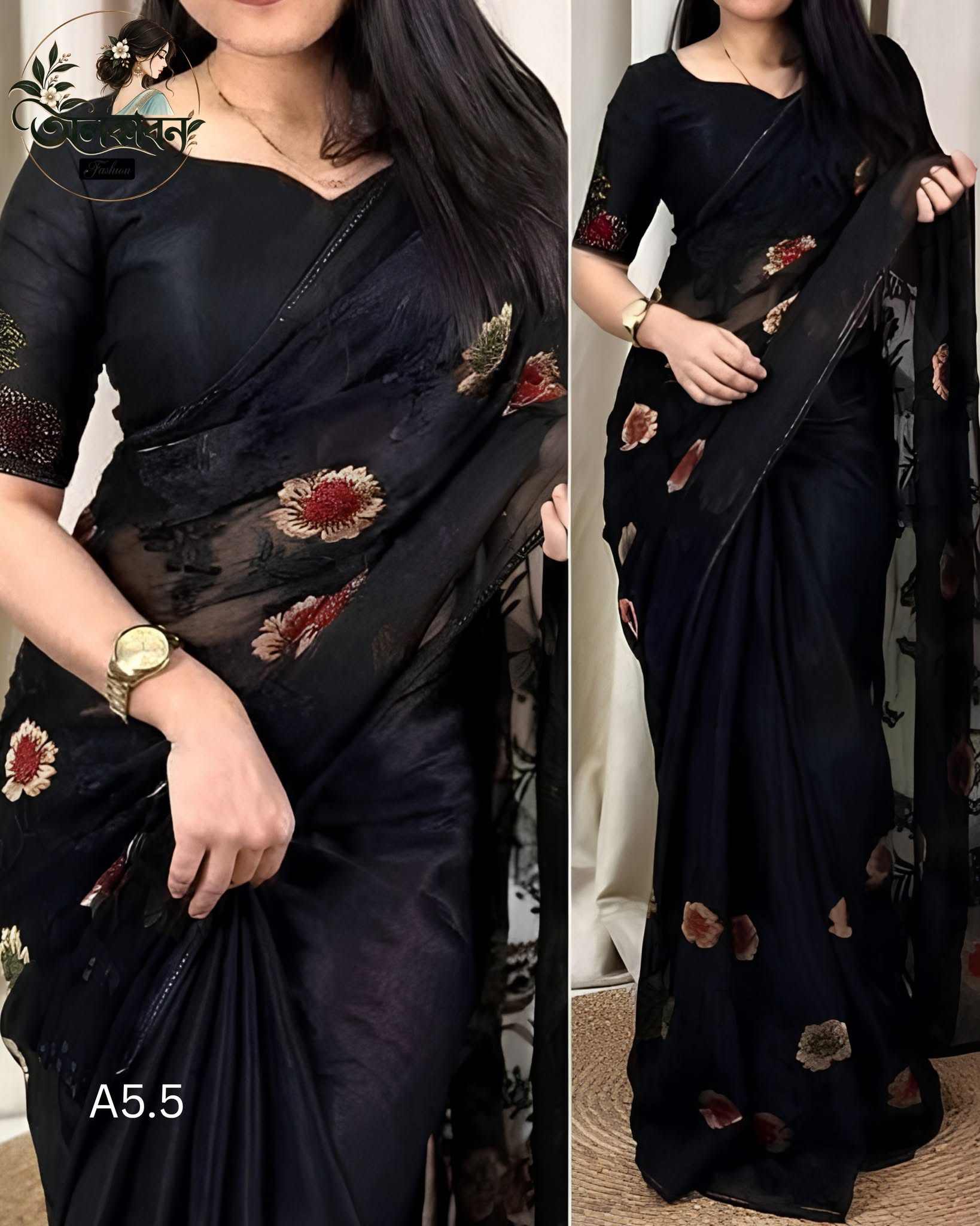 🌸✨ নতুন জর্জেট স্ক্রিন প্রিন্ট শাড়ি কালেকশন ✨🌸, handcrafted by অলকাবন - Alkaban — Nokshikaj; gallery view 4