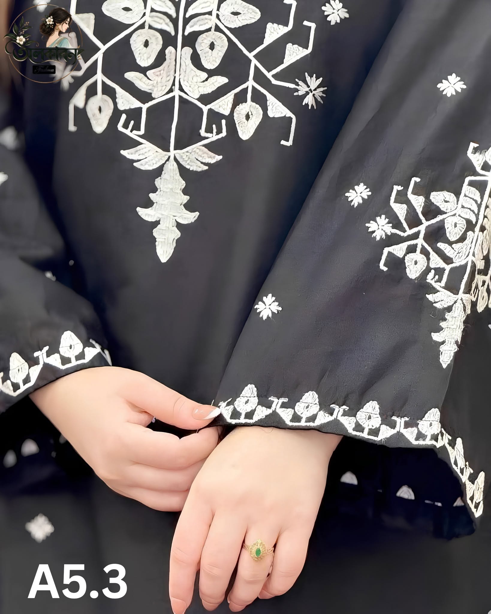 🖤✨ প্রিমিয়াম কটন এমব্রয়ডারি ওয়ান পিস ✨🖤, handcrafted by অলকাবন - Alkaban — Nokshikaj; gallery view 3
