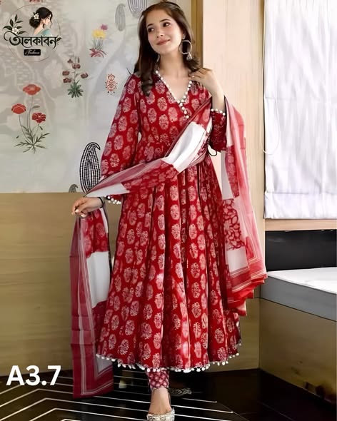 🌸 আনারকলি থ্রি-পিস কালেকশন 🌸, handcrafted by অলকাবন - Alkaban — Nokshikaj; gallery view 3