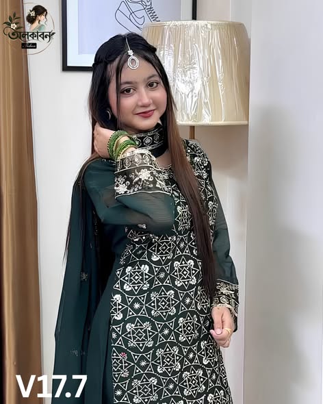 ✨ পাকিস্তানি ইন্সপায়ারড গারারা সেট ✨, handcrafted by অলকাবন - Alkaban — Nokshikaj; gallery view 3