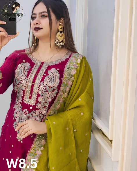 🌸✨এক্সক্লুসিভ কটন এমব্রয়ডারি ড্রেস✨🌸, handcrafted by অলকাবন - Alkaban — Nokshikaj; gallery view 3