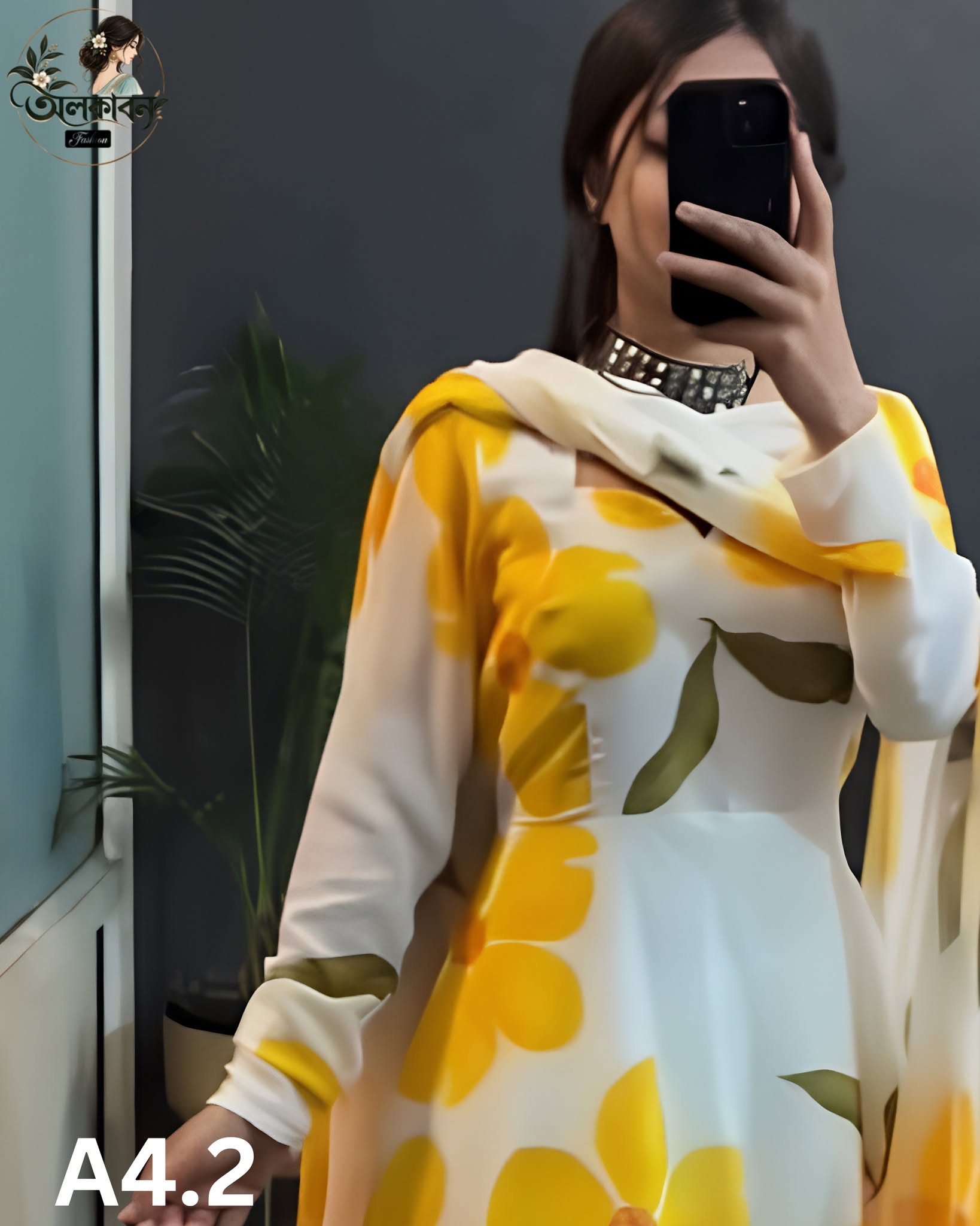 🌸✨ বাটারফ্লাই রেডিমেড গাউন থ্রি-পিস ✨, handcrafted by অলকাবন - Alkaban — Nokshikaj; gallery view 2