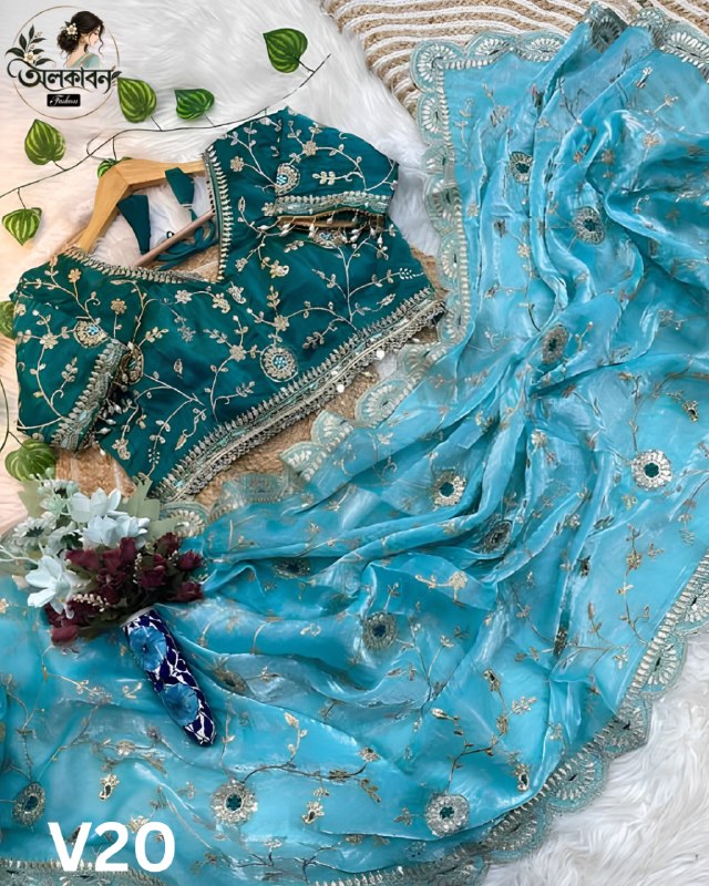 ❤️✨ Premium Indian Jemichu Saree Collection ✨, handcrafted by অলকাবন - Alkaban — Nokshikaj; gallery view 5