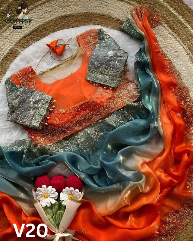 ❤️✨ Premium Indian Jemichu Saree Collection ✨, handcrafted by অলকাবন - Alkaban — Nokshikaj; gallery view 3