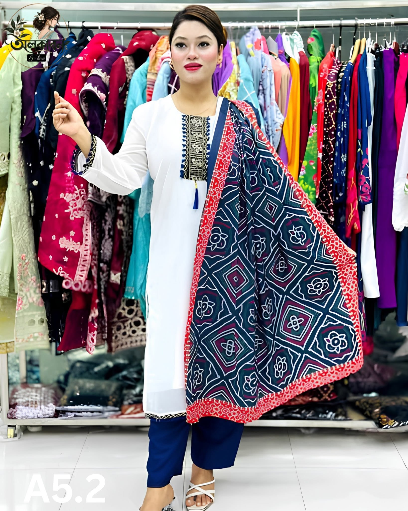 🌸✨ অনলাইনে ভাইরাল থ্রি-পিস কালেকশন ✨🌸, handcrafted by অলকাবন - Alkaban — Nokshikaj; gallery view 3