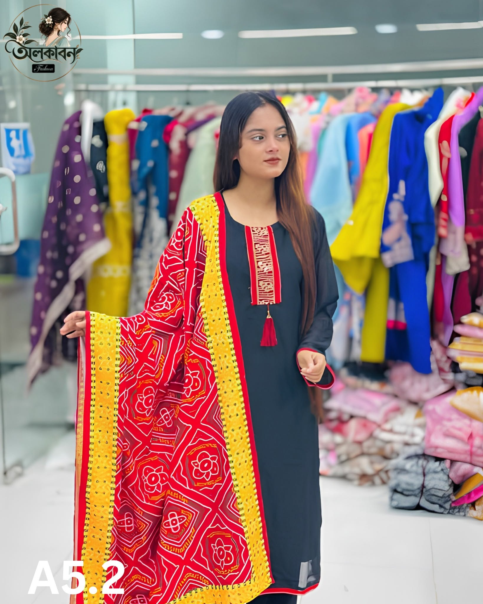 🌸✨ অনলাইনে ভাইরাল থ্রি-পিস কালেকশন ✨🌸, handcrafted by অলকাবন - Alkaban — Nokshikaj; gallery view 4