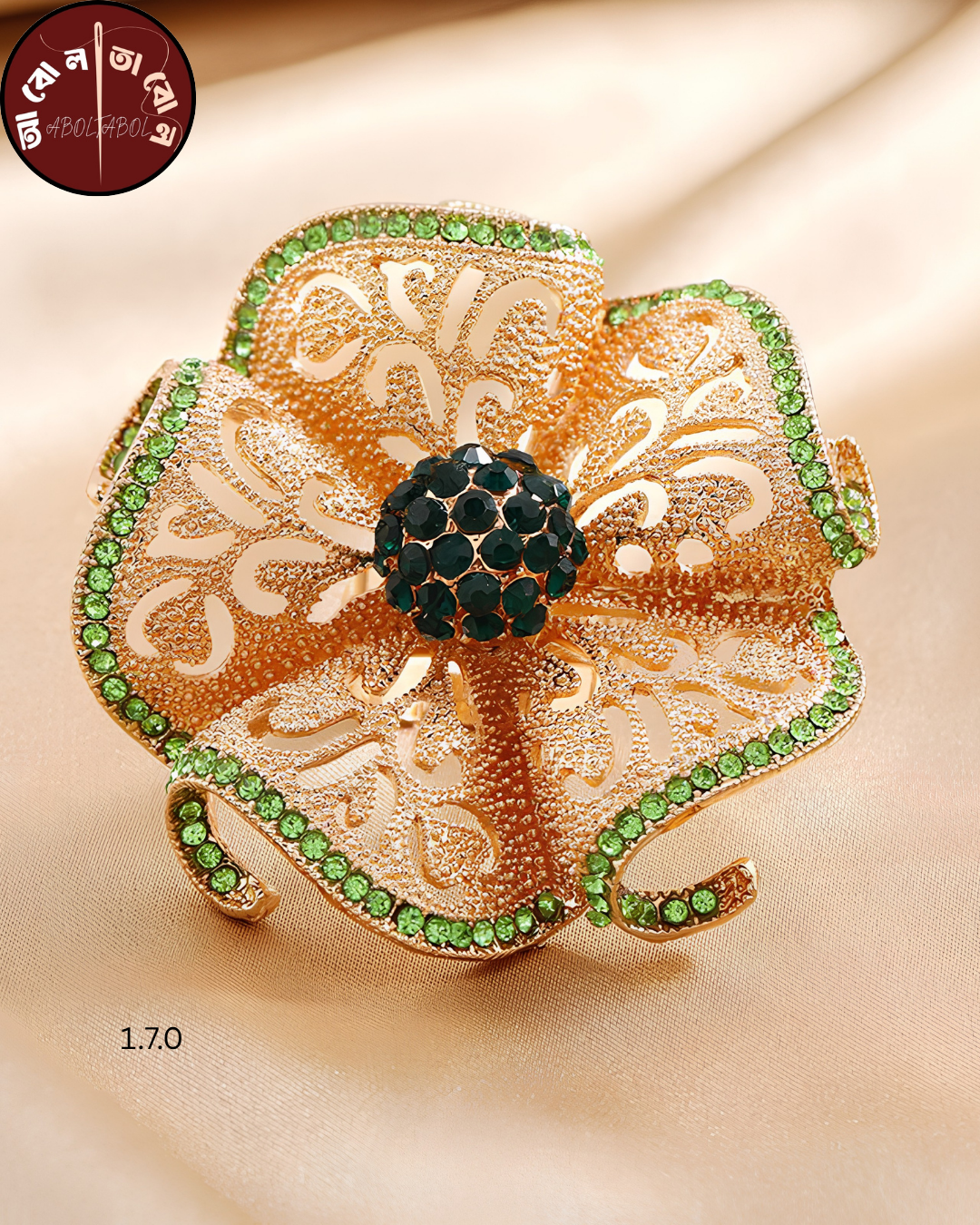 ক্সক্লুসিভ ডায়মন্ড কাট বাকল ফিঙ্গার রিং, handcrafted by Aboltabol - আবোলতাবোল — Nokshikaj; gallery view 3