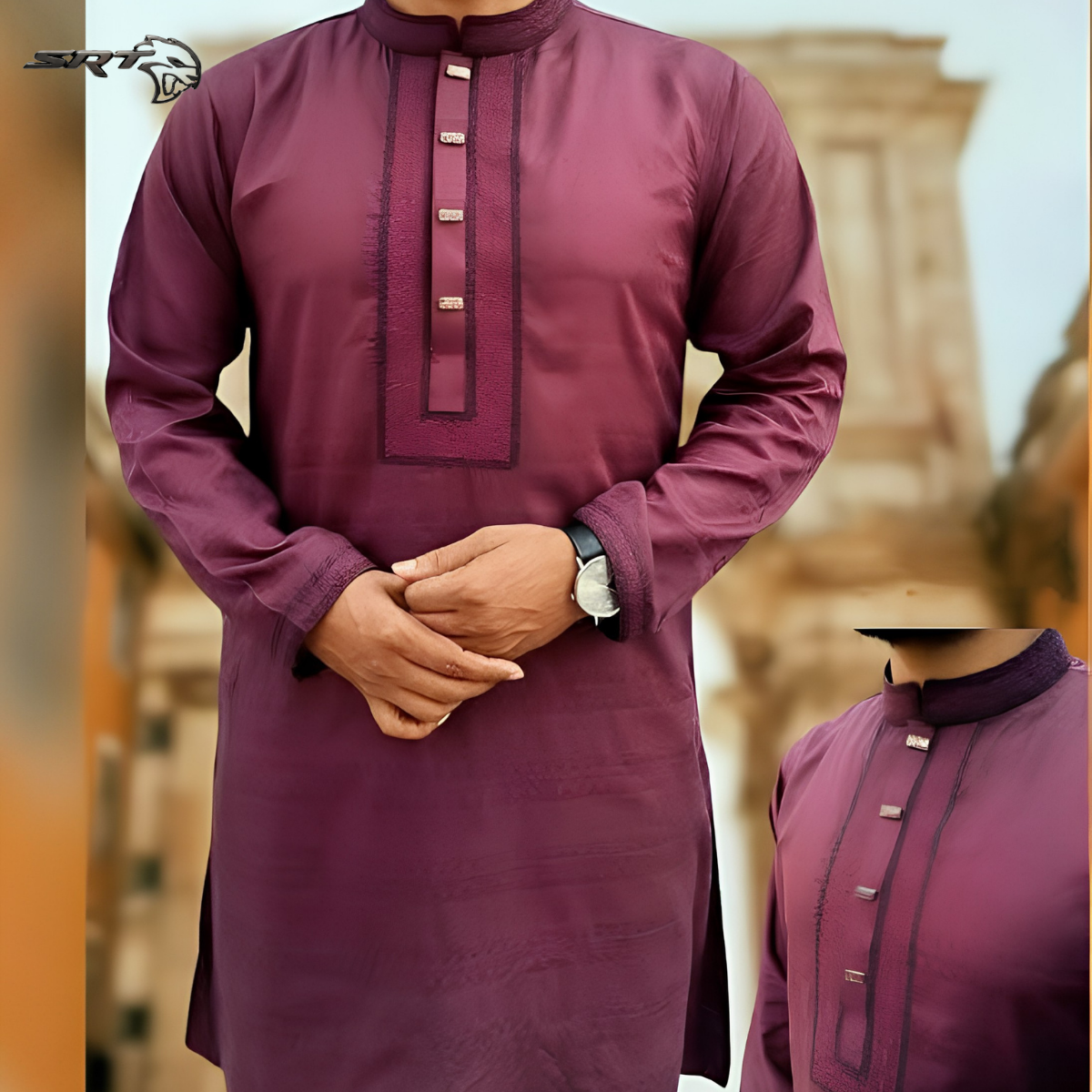 Sequence Embroidery Panjabi, handcrafted by SRT-Clothing — Nokshikaj; gallery view 2