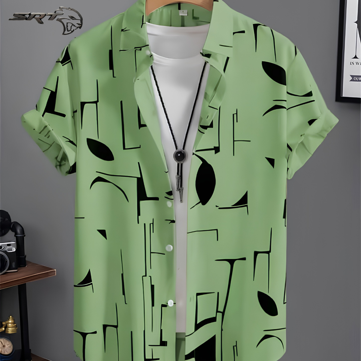 Premium China Micro Fabric Casual Half Sleeve Shirt For Men, handcrafted by SRT-Clothing — Nokshikaj; gallery view 2