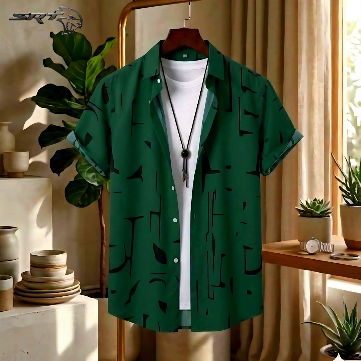 Premium China Micro Fabric Casual Half Sleeve Shirt For Men, handcrafted by SRT-Clothing — Nokshikaj; gallery view 5