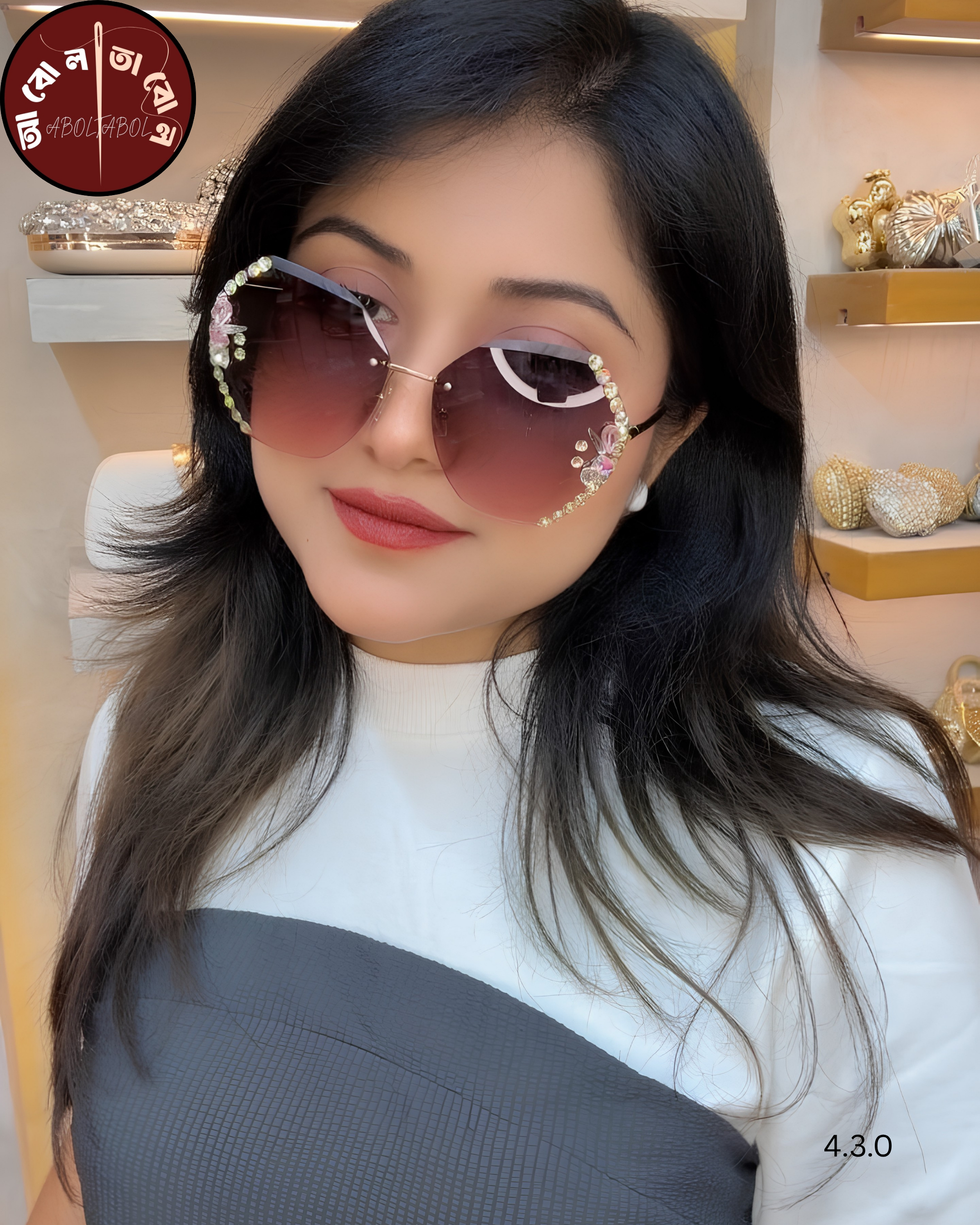 এক্সক্লুসিভ 'সানগ্লাস ডায়মন্ড ইনলে' (Sunglass Diamond Inlay), handcrafted by Aboltabol - আবোলতাবোল — Nokshikaj; gallery view 3