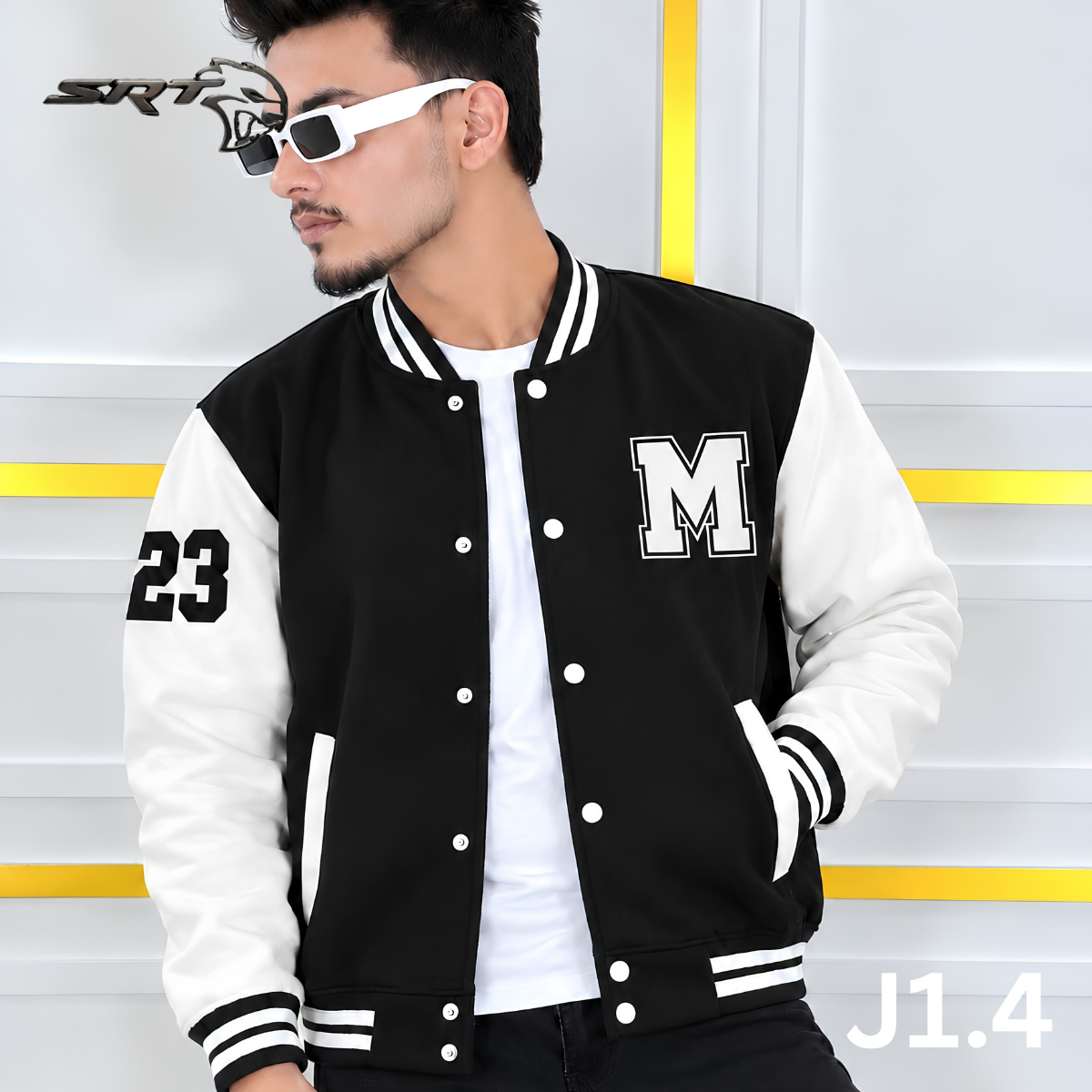 Stylish Cotton Varsity Jacket, handcrafted by SRT-Clothing — Nokshikaj; gallery view 3