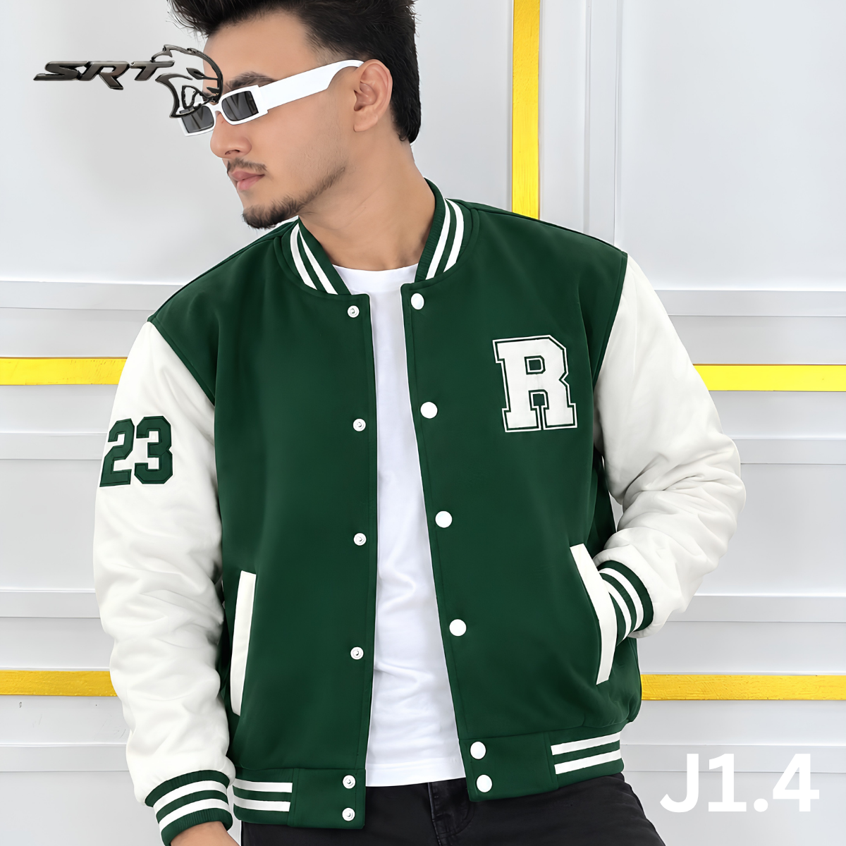 Stylish Cotton Varsity Jacket, handcrafted by SRT-Clothing — Nokshikaj; gallery view 4