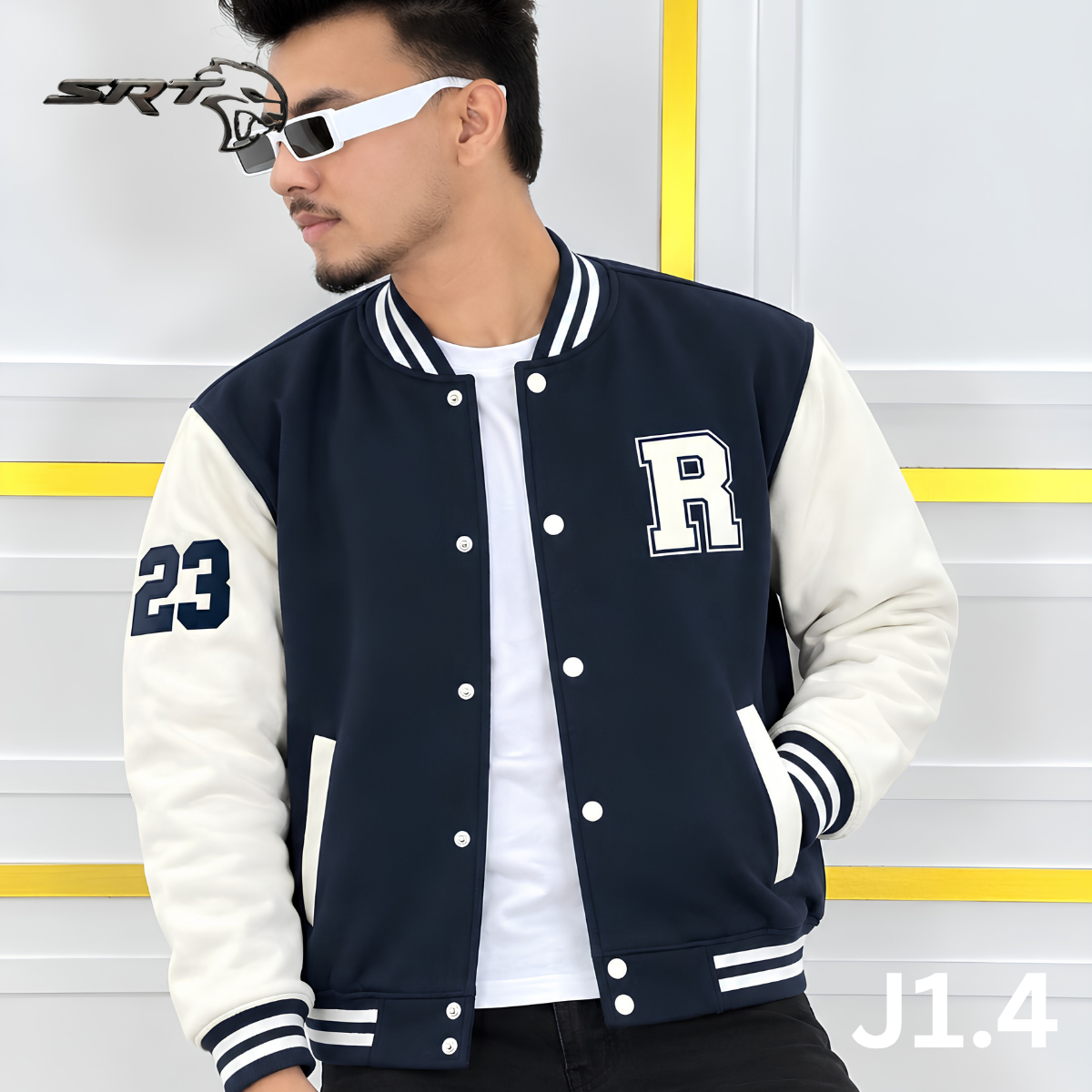 Stylish Cotton Varsity Jacket, handcrafted by SRT-Clothing — Nokshikaj; gallery view 2