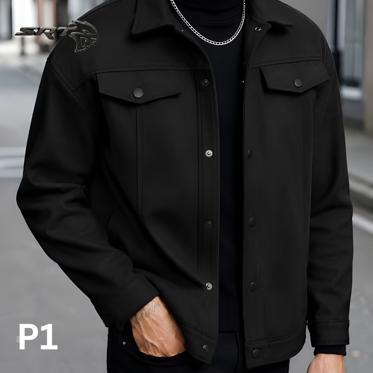 Chinese Winter Shacket Jacket, handcrafted by SRT-Clothing — Nokshikaj; gallery view 3