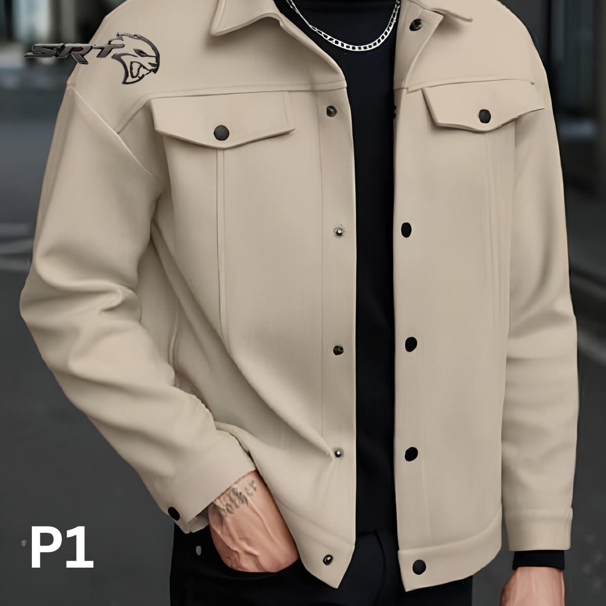 Chinese Winter Shacket Jacket, handcrafted by SRT-Clothing — Nokshikaj; gallery view 2