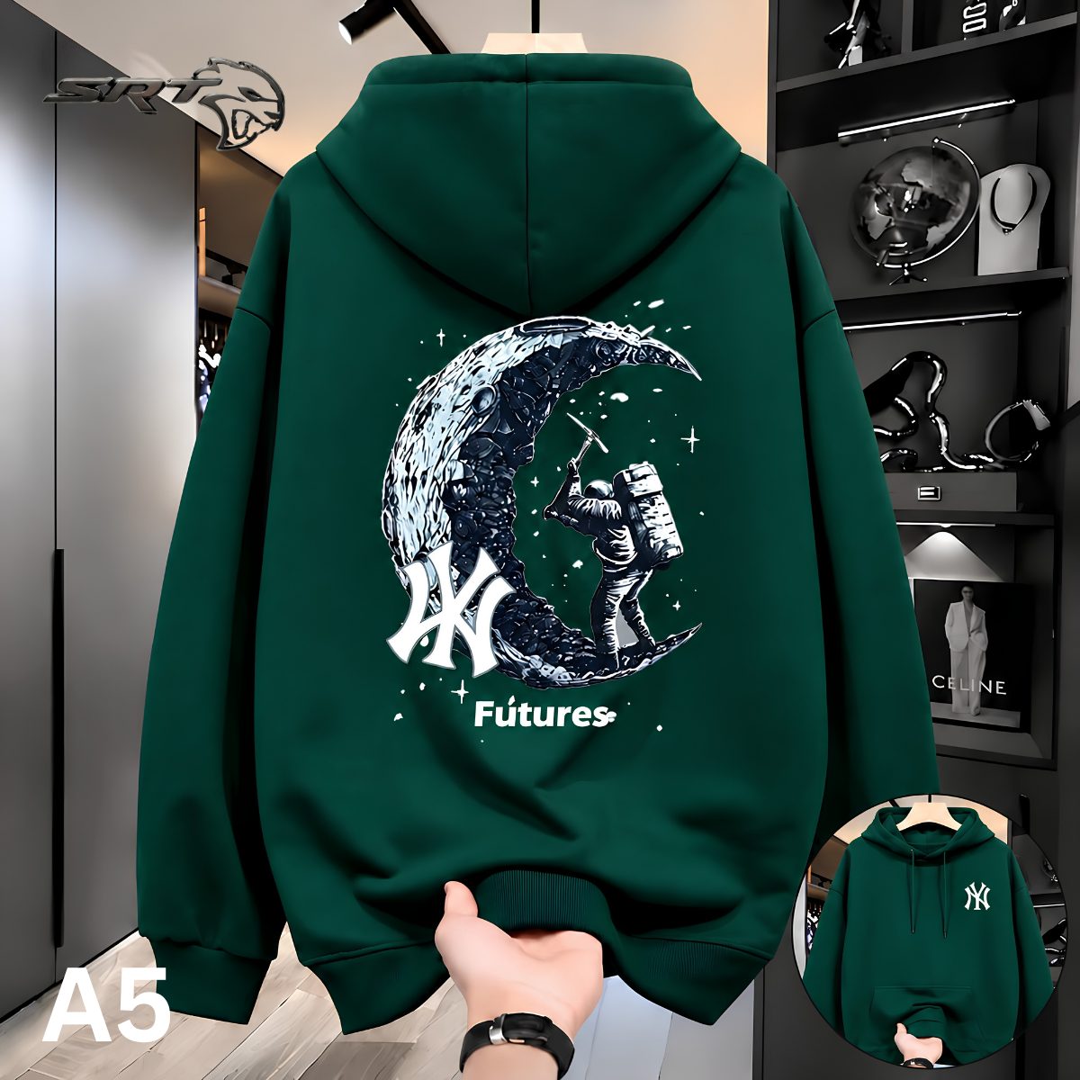 Stylish Solid Printed Cotton Hoodie, handcrafted by SRT-Clothing — Nokshikaj; gallery view 5