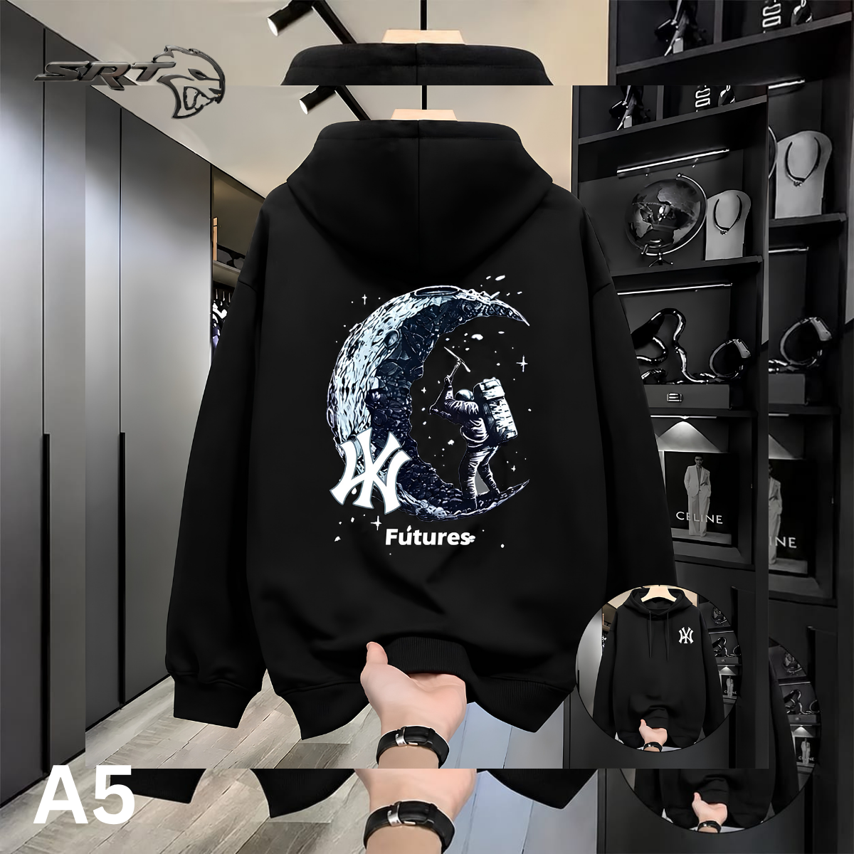 Stylish Solid Printed Cotton Hoodie, handcrafted by SRT-Clothing — Nokshikaj; gallery view 4