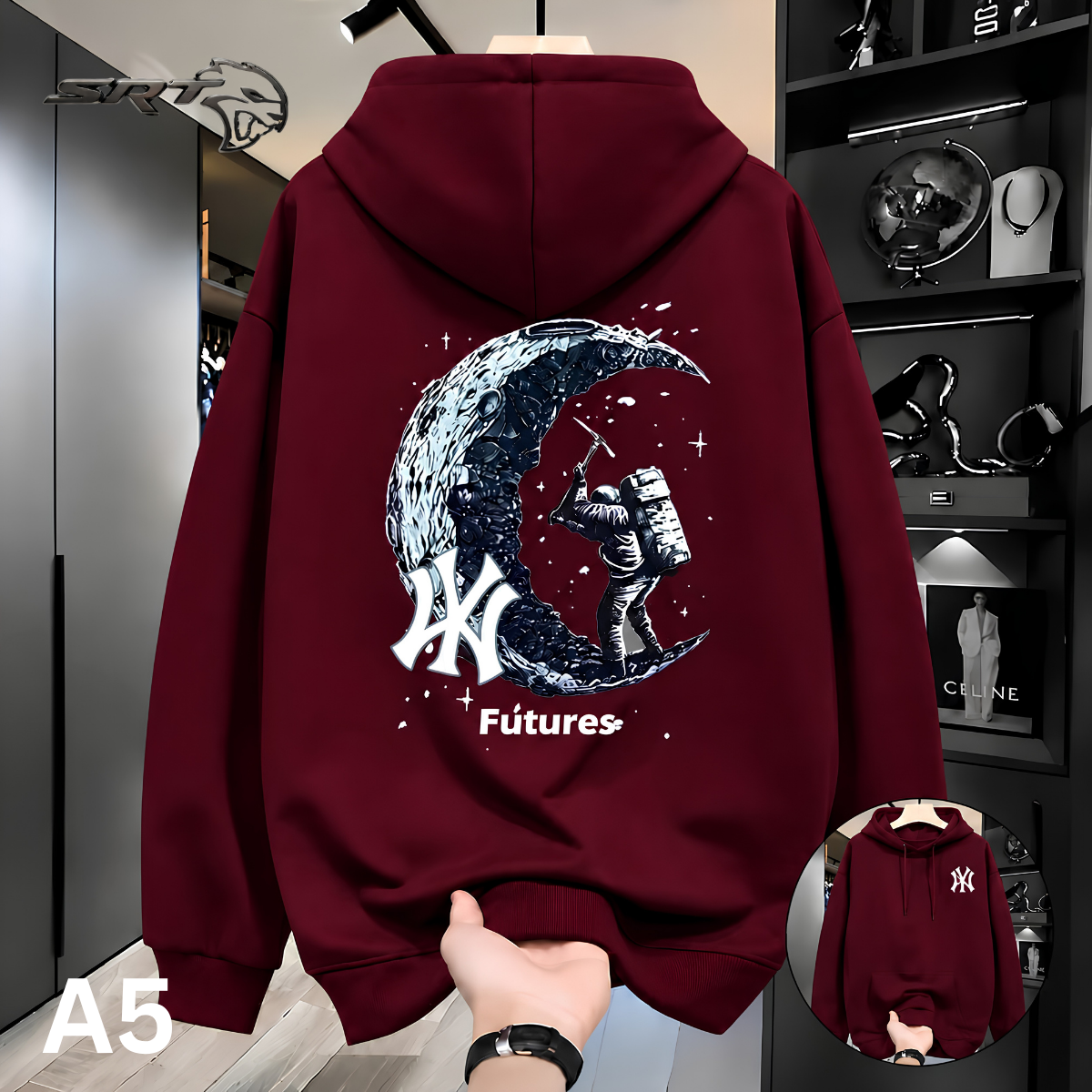Stylish Solid Printed Cotton Hoodie, handcrafted by SRT-Clothing — Nokshikaj; gallery view 3