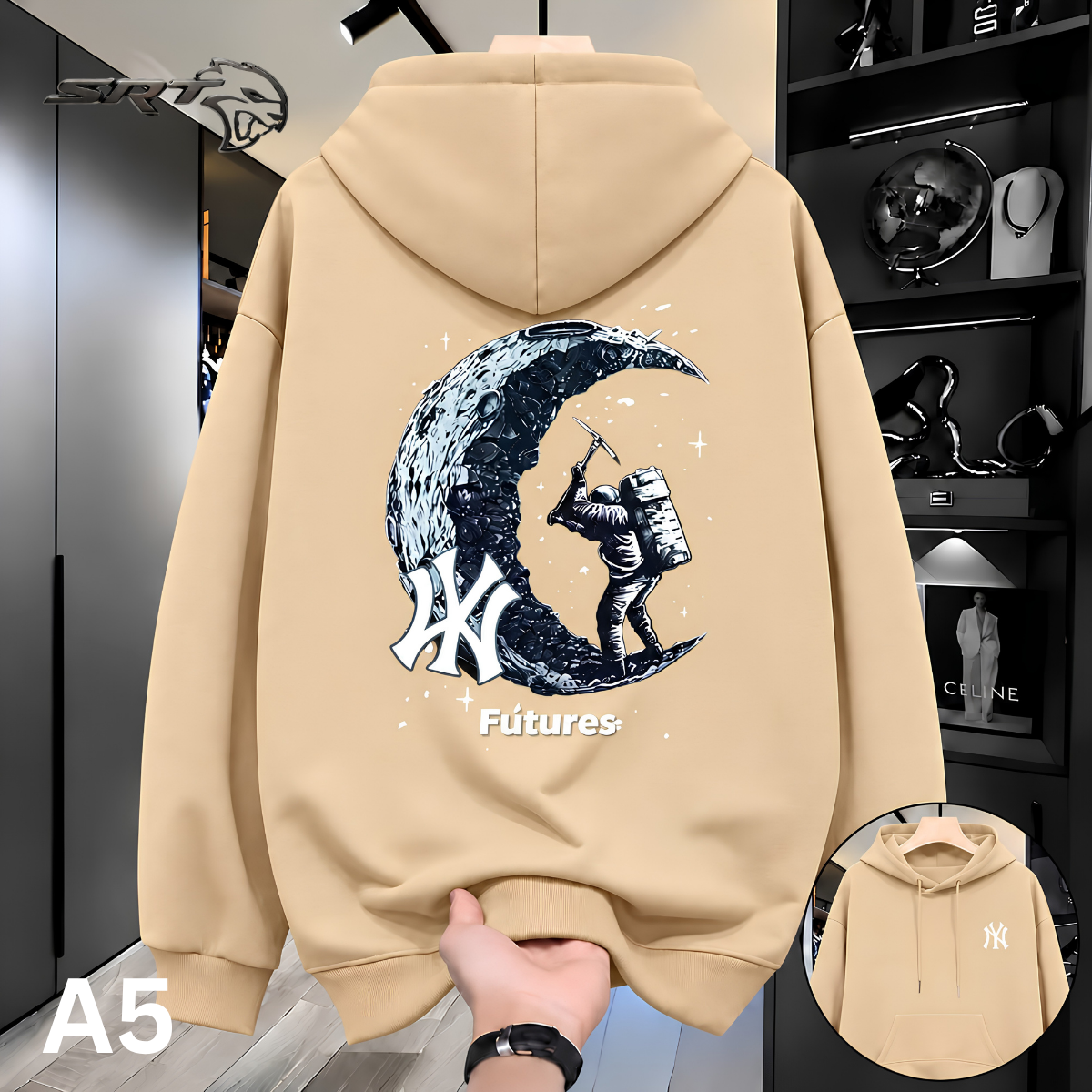 Stylish Solid Printed Cotton Hoodie, handcrafted by SRT-Clothing — Nokshikaj; gallery view 2