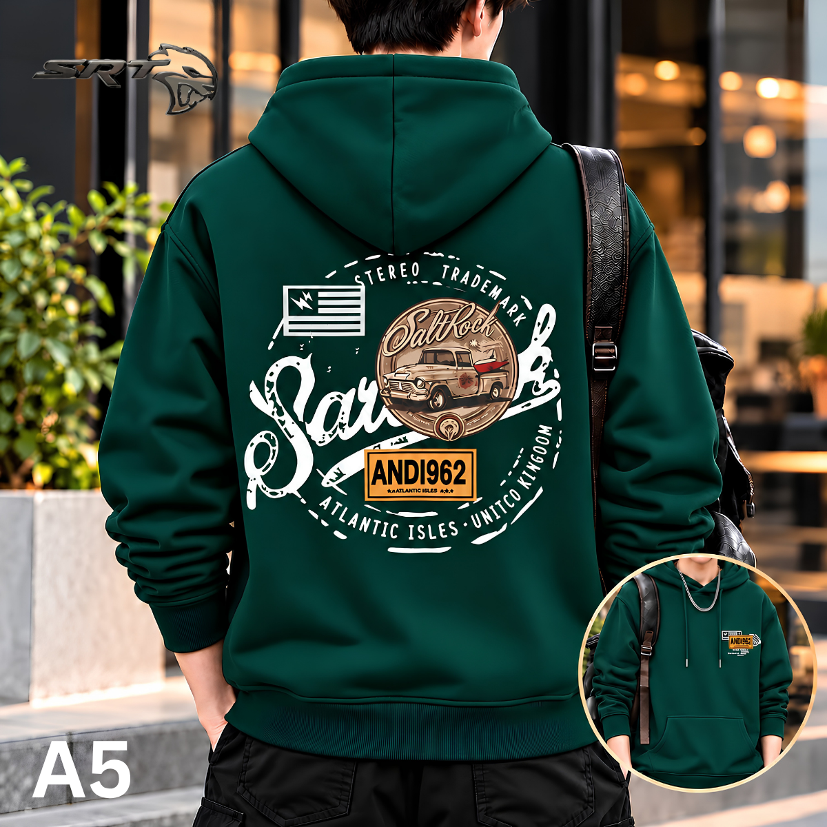 Stylish Solid Printed Cotton Hoodie, handcrafted by SRT-Clothing — Nokshikaj; gallery view 5
