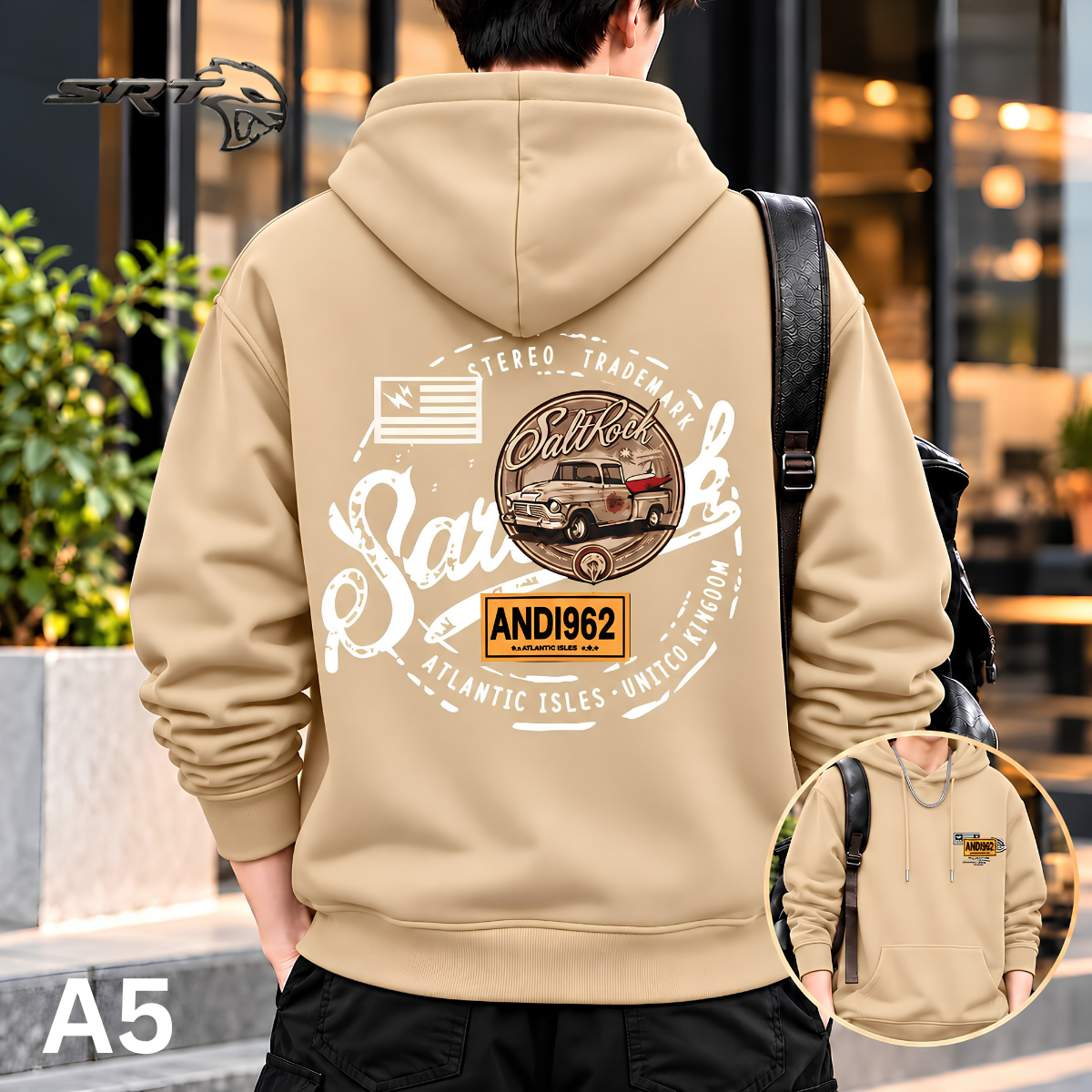 Stylish Solid Printed Cotton Hoodie, handcrafted by SRT-Clothing — Nokshikaj; gallery view 4