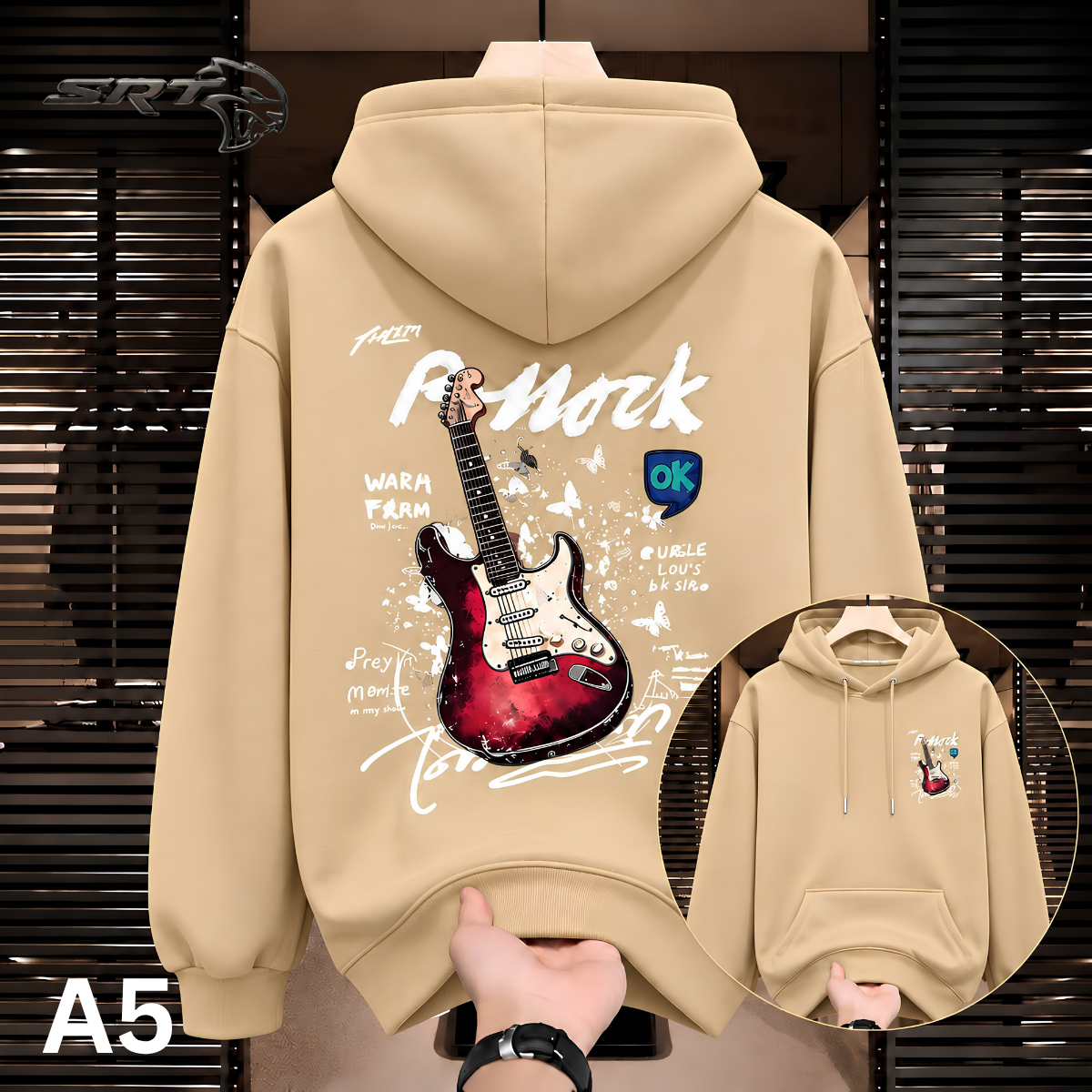 Stylish Solid Printed Cotton Hoodie, handcrafted by SRT-Clothing — Nokshikaj; gallery view 3