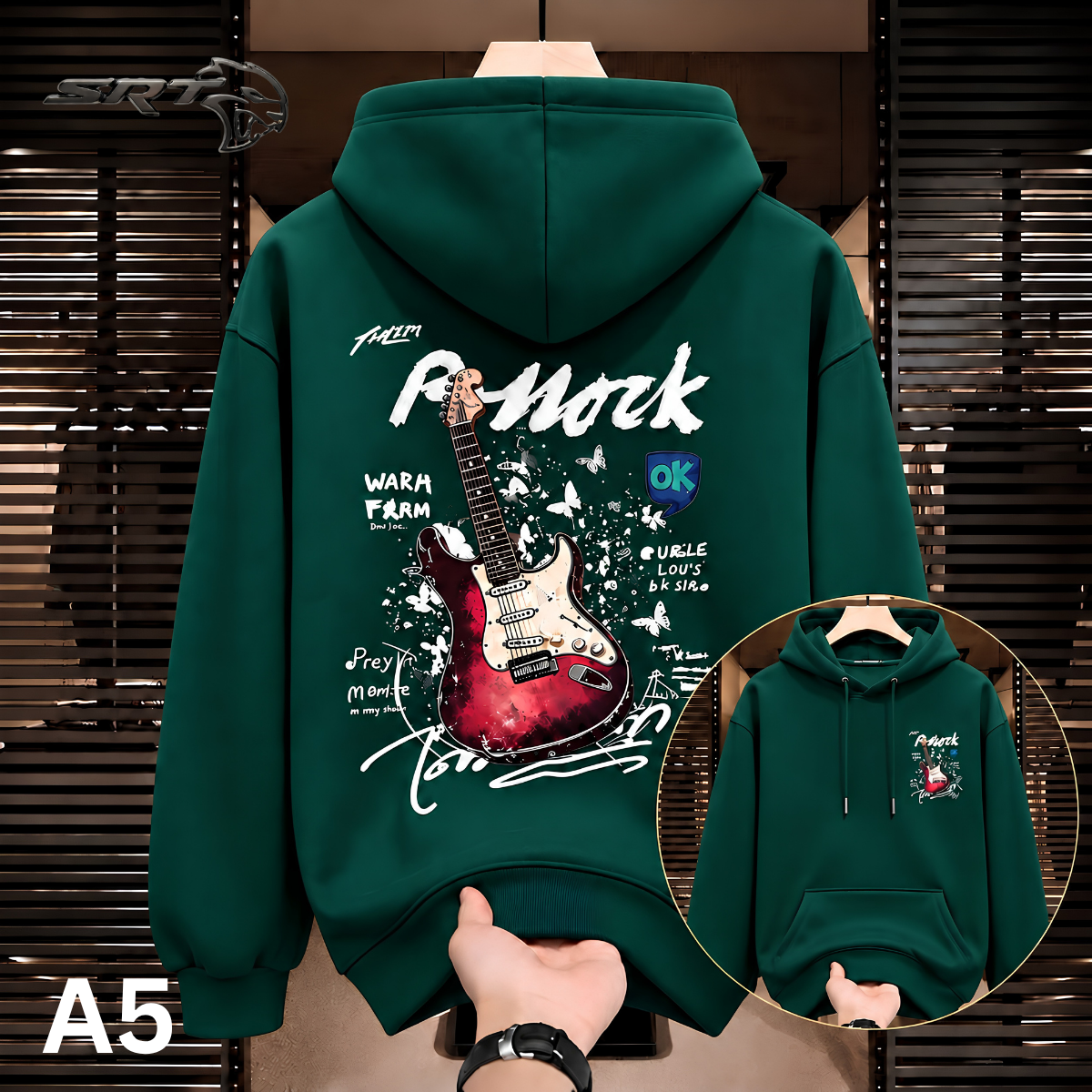 Stylish Solid Printed Cotton Hoodie, handcrafted by SRT-Clothing — Nokshikaj; gallery view 2