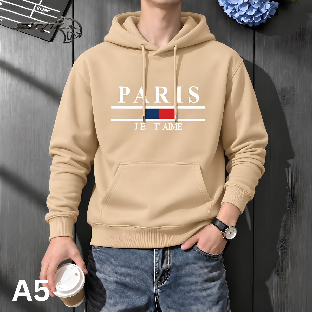 Stylish Solid Printed Cotton Hoodie, handcrafted by SRT-Clothing — Nokshikaj